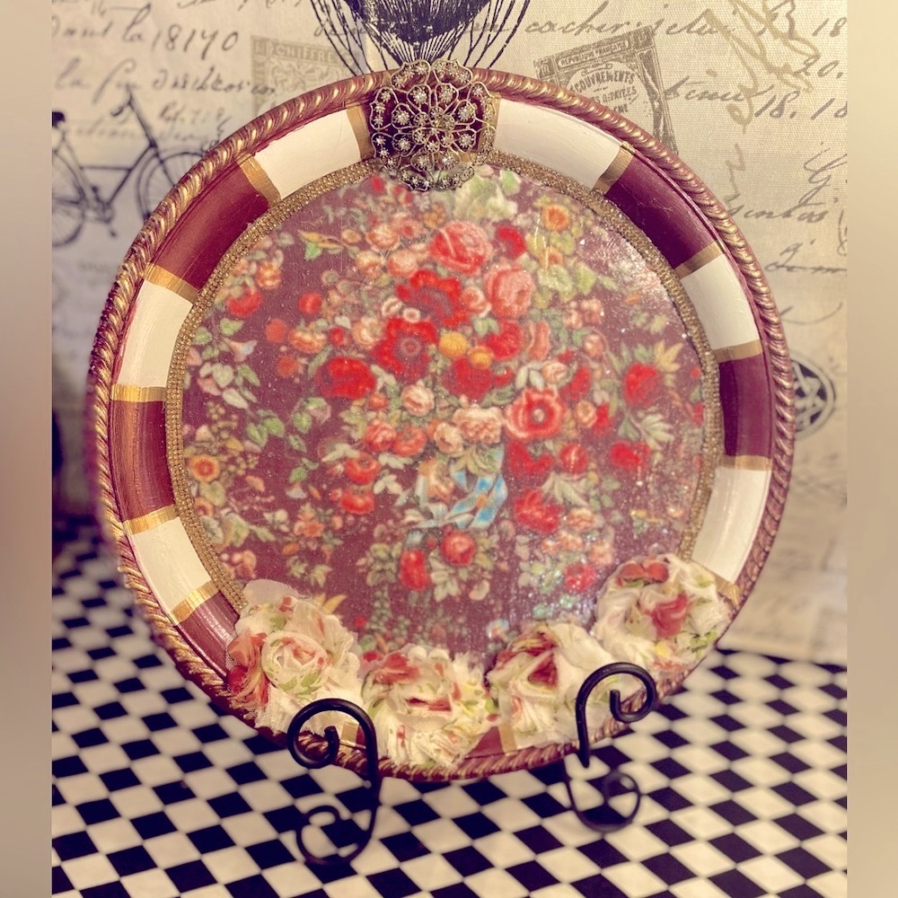 Burgundy designer inspired tray decor